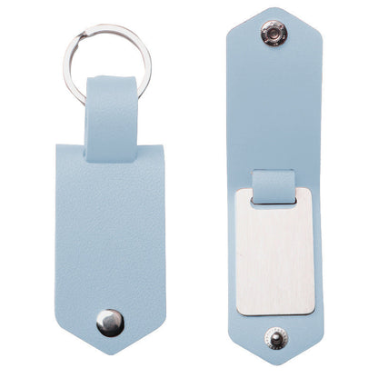 Laser Engraved Stainless Steel Leather Keychain