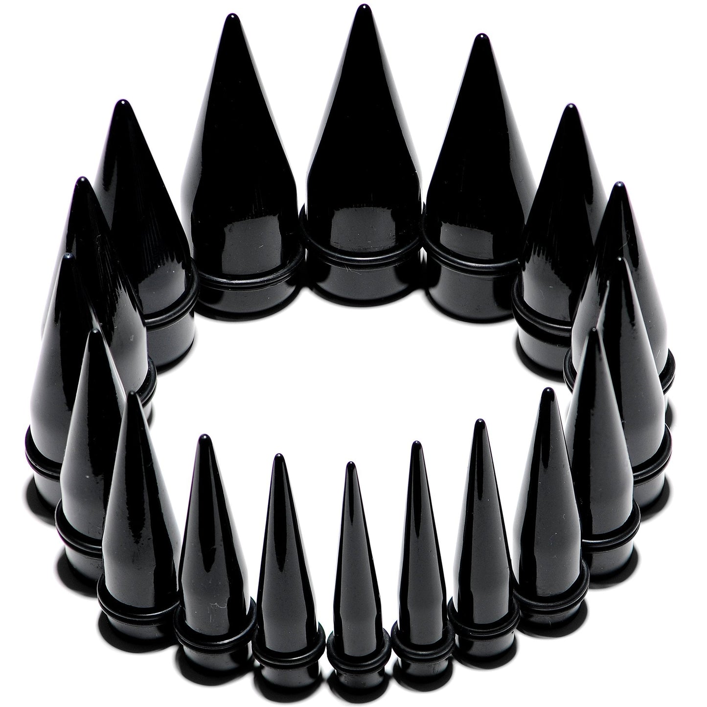 00G to 1 inch 18 Piece Black Acrylic Ear Stretching Taper Kit