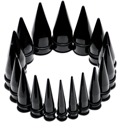 00G to 1 inch 18 Piece Black Acrylic Ear Stretching Taper Kit
