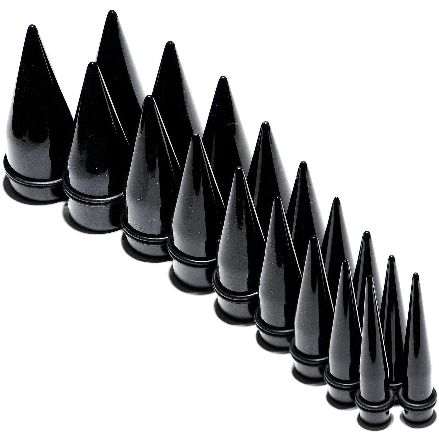 00G to 1 inch 18 Piece Black Acrylic Ear Stretching Taper Kit