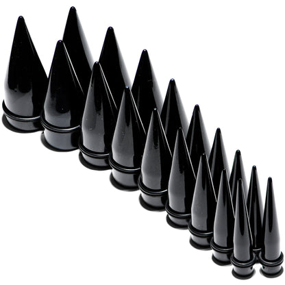 00G to 1 inch 18 Piece Black Acrylic Ear Stretching Taper Kit