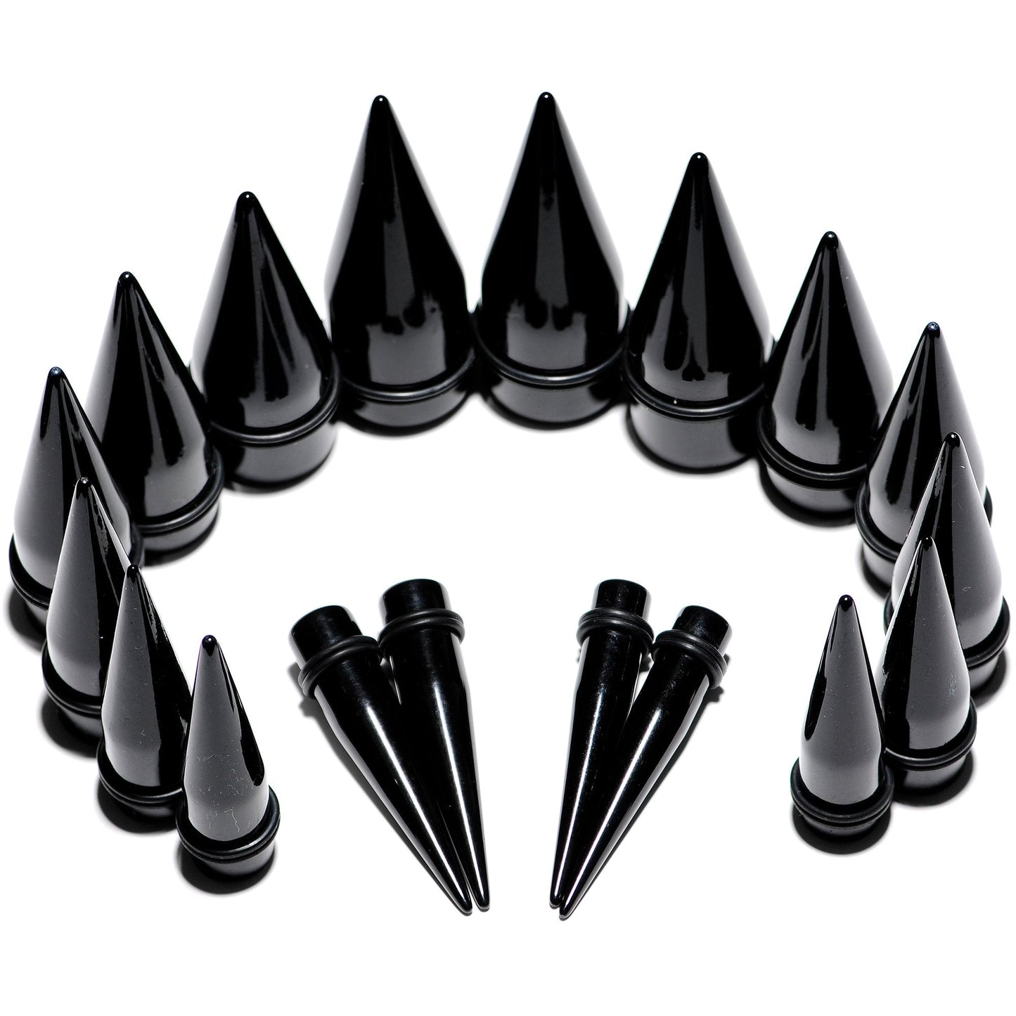 00G to 1 inch 18 Piece Black Acrylic Ear Stretching Taper Kit