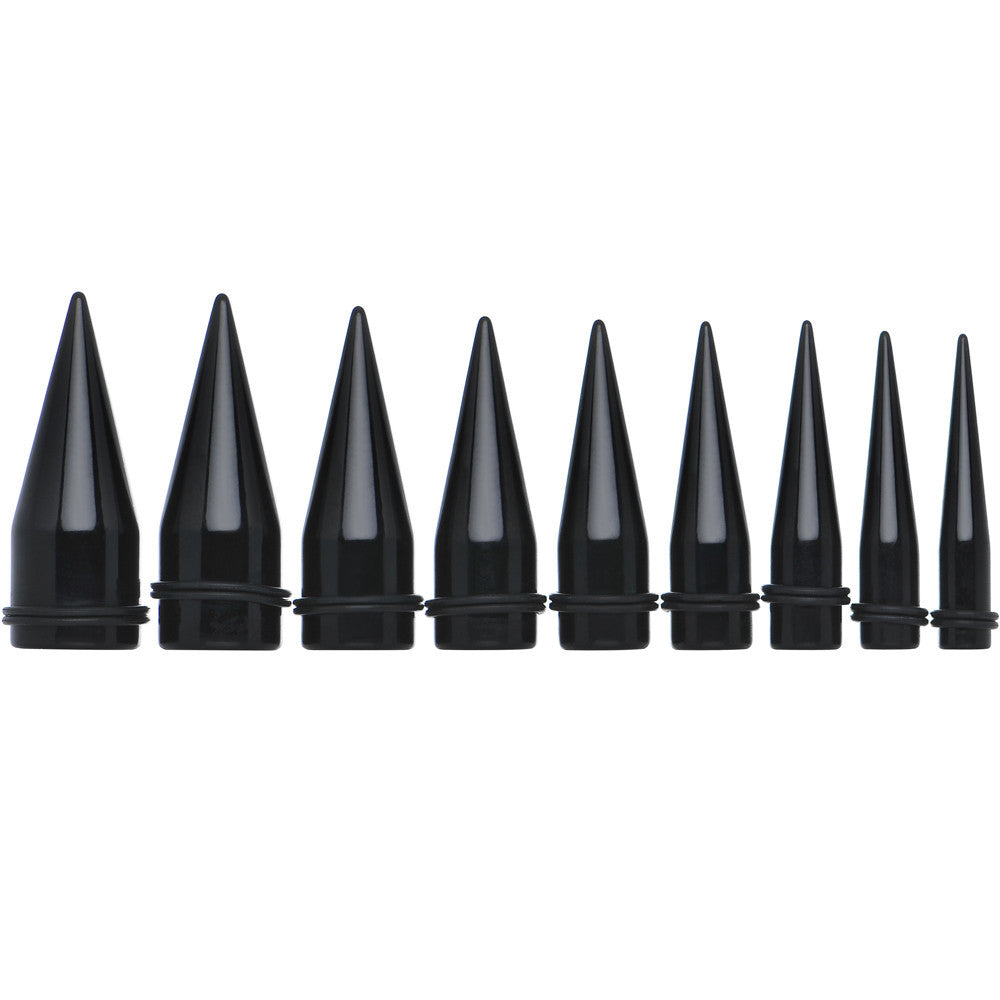 00G to 1 inch 18 Piece Black Acrylic Ear Stretching Taper Kit