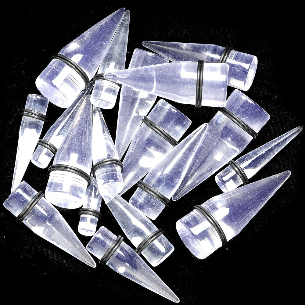 00G to 1 inch 18 Piece Clear Acrylic Ear Stretching Taper Kit