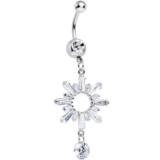 Clear CZ Clear Crystal Burst Dangle Belly Ring