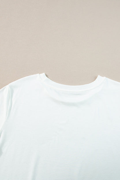 Plus Size Round Neck Roll Sleeve T-shirt