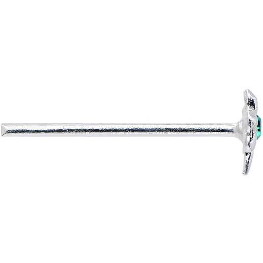 925 Sterling Silver 22G Green CZ Shamrock Bendable Nose Bone