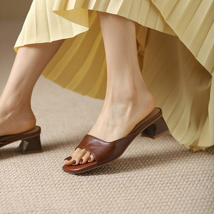 French Retro Chunky Heel Sandals for Women