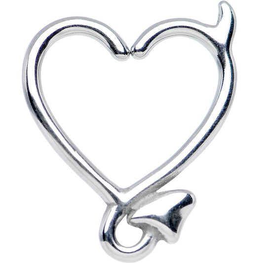 16G 3/8 Steel Devil Heart Closure Daith Cartilage Tragus Earring