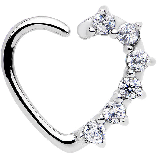 16G Clear CZ Heart Left Closure Daith Cartilage Tragus Earring