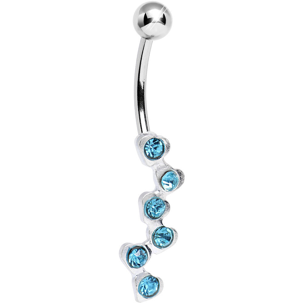 Aqua Gem Shower of Hearts Belly Ring