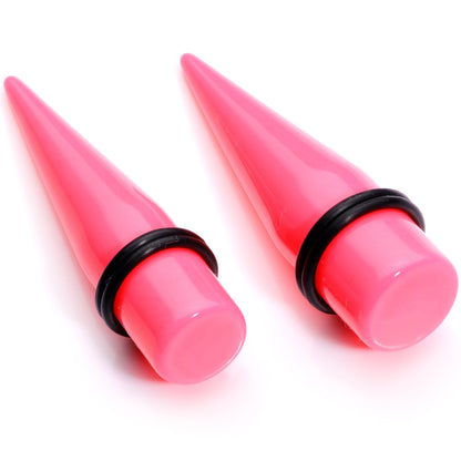 00G to 1 inch 18 Piece Bright Pink Acrylic Ear Stretching Taper Kit Set