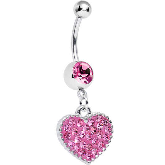 Pink Gem Morning Sunrise Heart Belly Ring