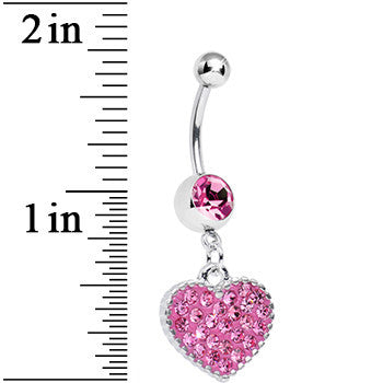 Pink Gem Morning Sunrise Heart Belly Ring