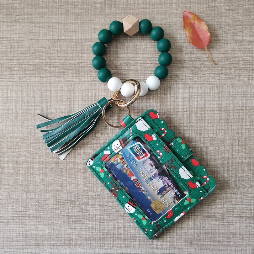 Silicone Beads Bracelet Key Chain Leopard Print