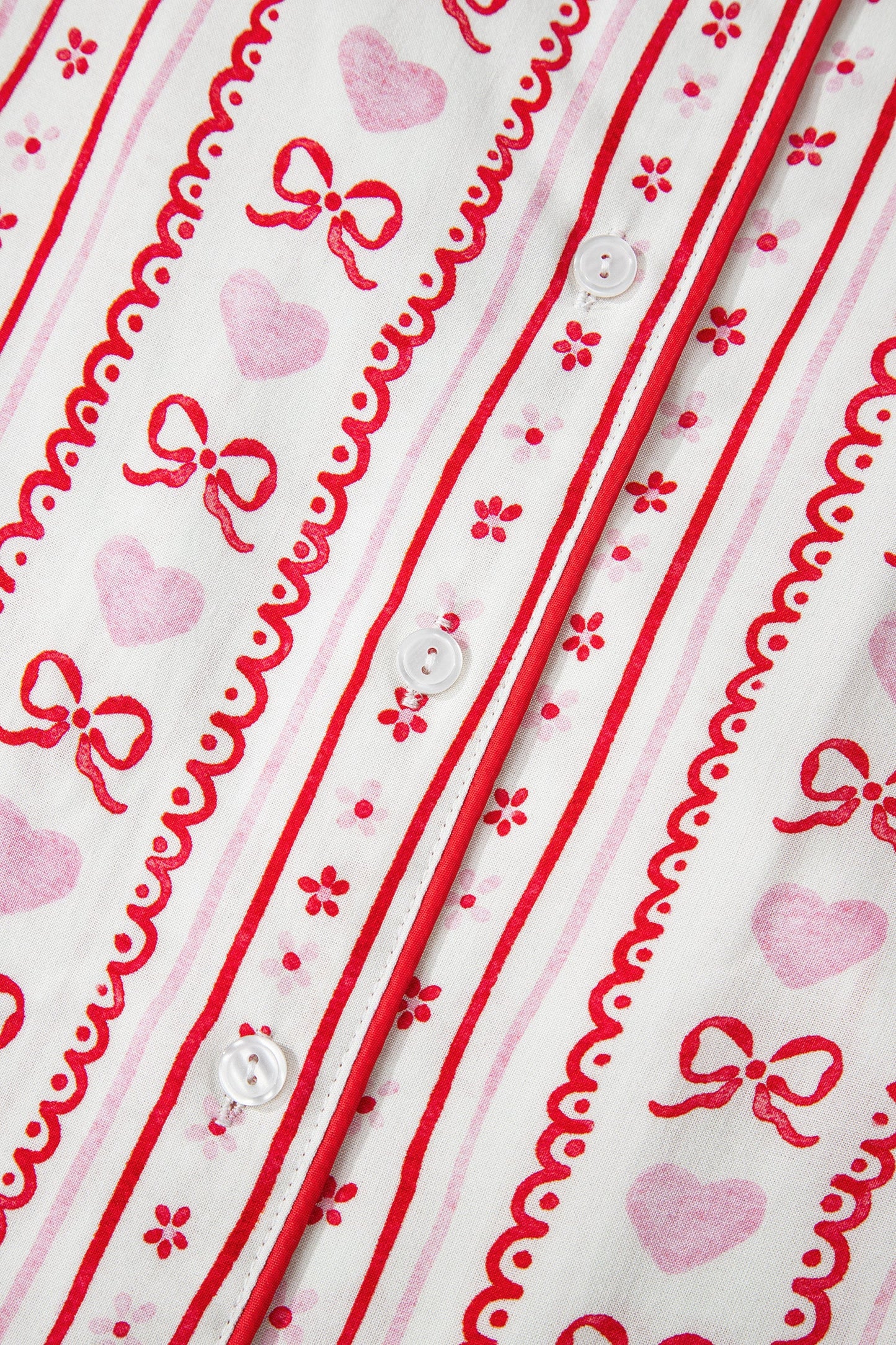 Bow Heart Top and Shorts Pajama Set
