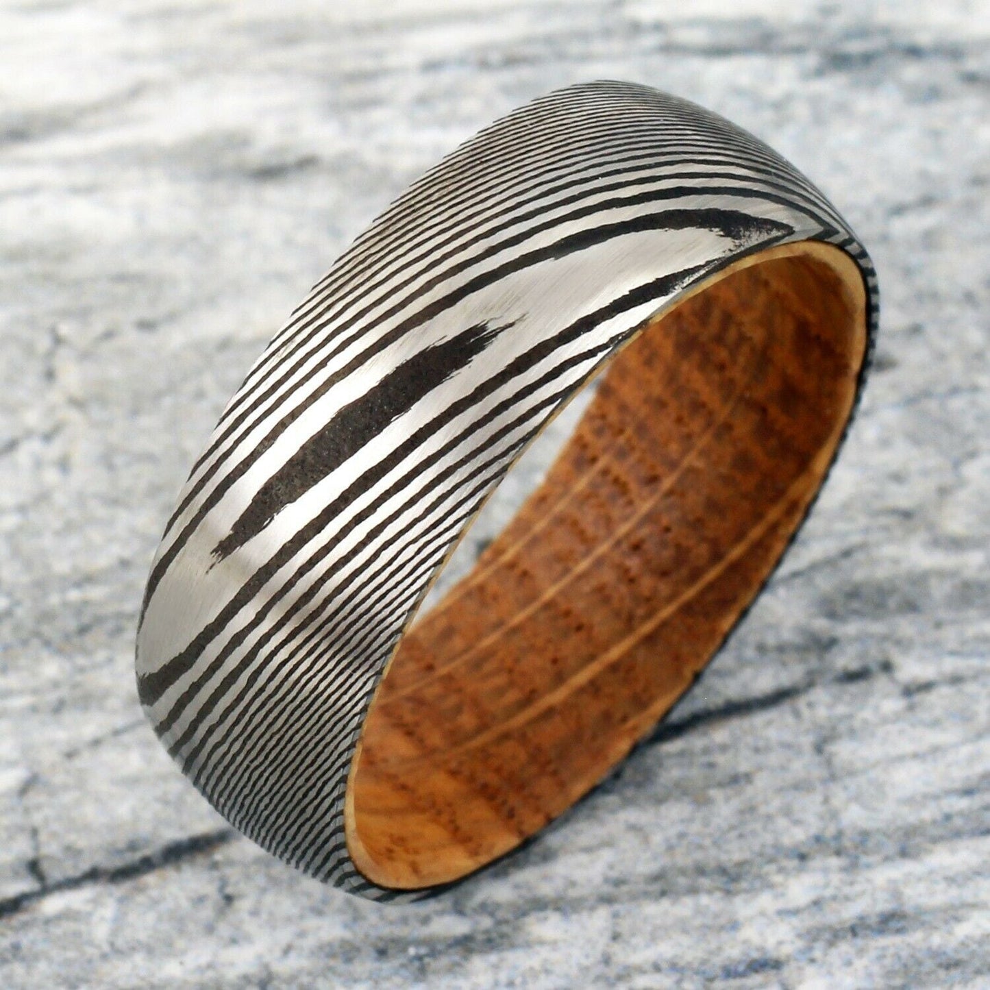 Laser Damascus Tungsten Ring