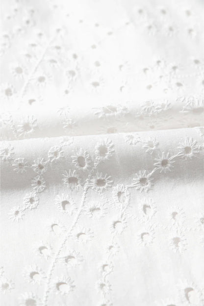 Floral Eyelet Embroidered Sleeveless Ruffle Hem Dress