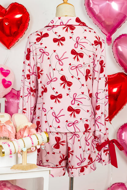 Valentine Bow Shirt and Shorts Pajama Set