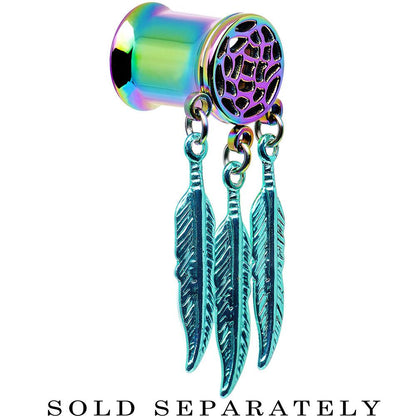 0G Rainbow Titanium Dreamcatcher Dangle Tunnel Sizes 00G to 1 Inch
