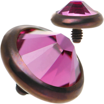 14G 5mm Pink Gem Bronze Anodized Titanium Dermal Top