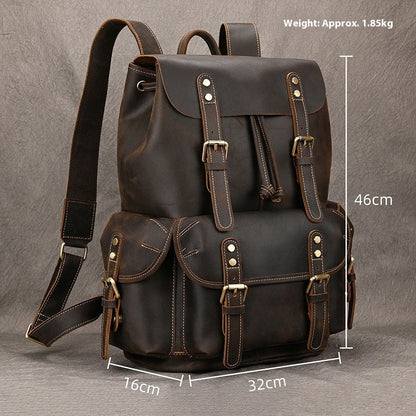 Crazy Horse Leather Outdoor Backpack