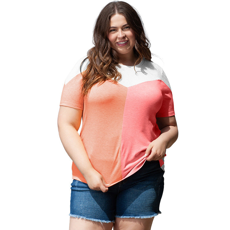 European And American Leisure Style Printed Plus Size Short Sleeve Top
