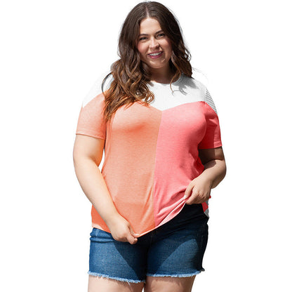 European And American Leisure Style Printed Plus Size Short Sleeve Top