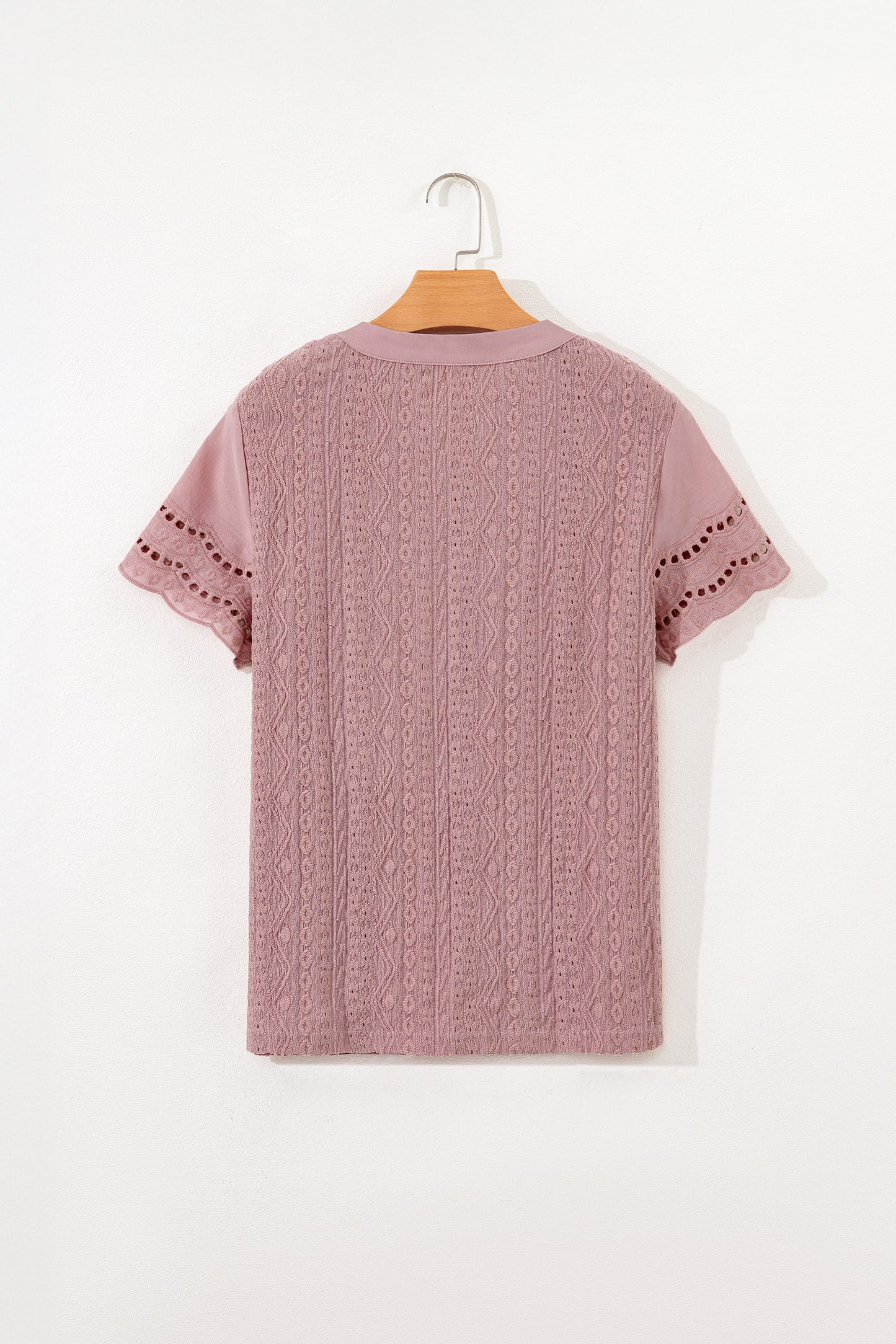 Textured Half-Button Short Sleeve Blouse