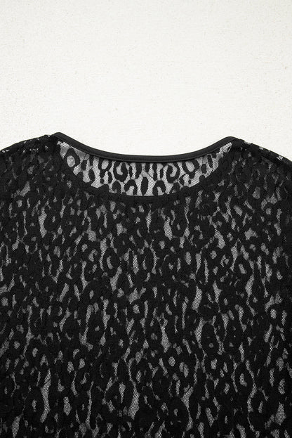 Leopard Sheer Mesh Long Sleeve Top