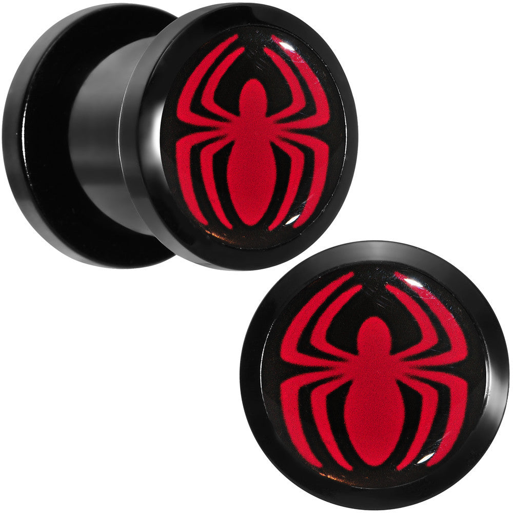 00G Licensed Red Spider-Man Logo Acrylic Screw Fit Plugs Set