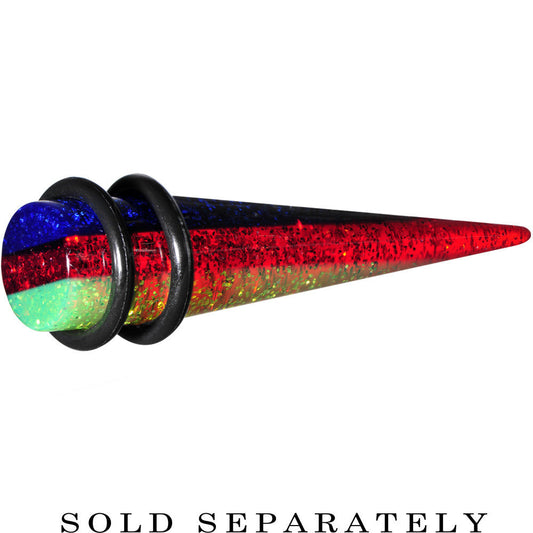 00G Green Red Blue Acrylic Vibrant Glitter Taper
