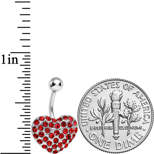 Red Gem Flash of Love Heart Belly Ring
