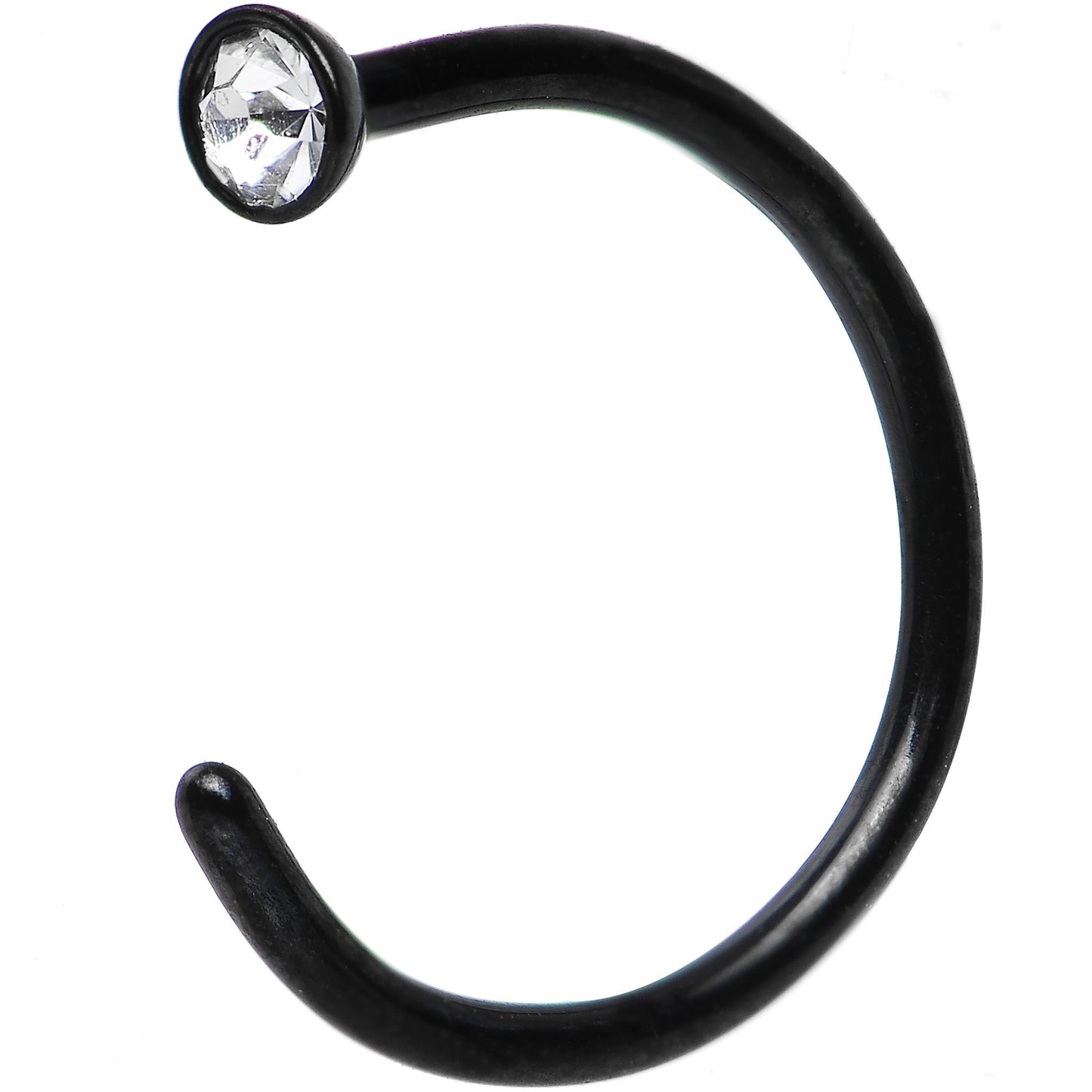 20G 5/16 Clear Gem Black Anodized Titanium Nose Hoop