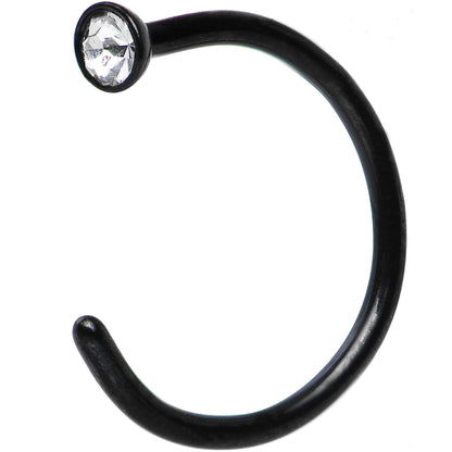 20G 5/16 Clear Gem Black Anodized Titanium Nose Hoop