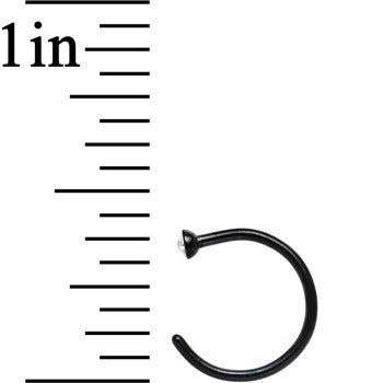 20G 5/16 Clear Gem Black Anodized Titanium Nose Hoop