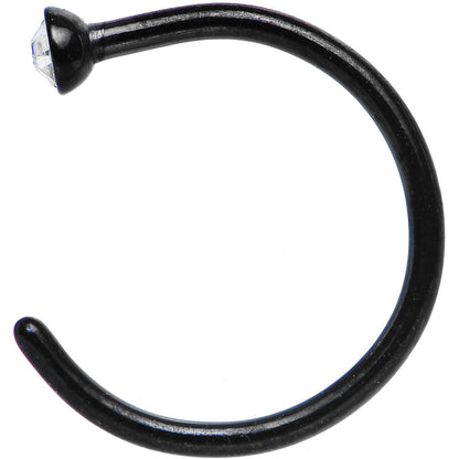 20G 5/16 Clear Gem Black Anodized Titanium Nose Hoop