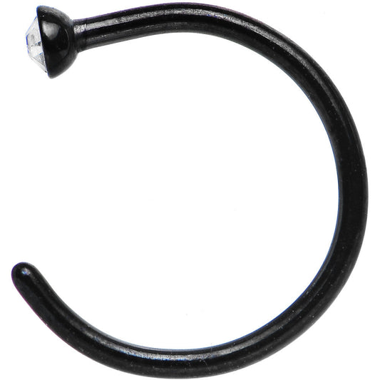 20G 5/16 Clear Gem Black Anodized Titanium Nose Hoop