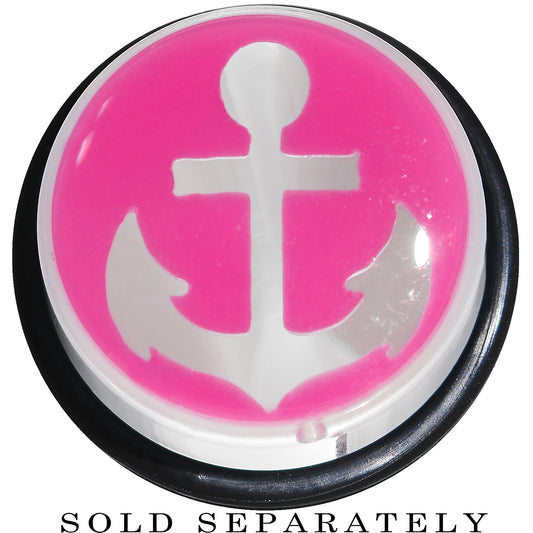 18mm Clear Pink Acrylic Set Sail Nautical Anchor Taper