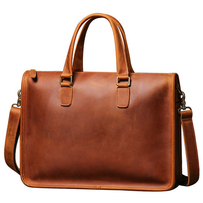 Crazy Horse Leather Men's Laptop Briefcase