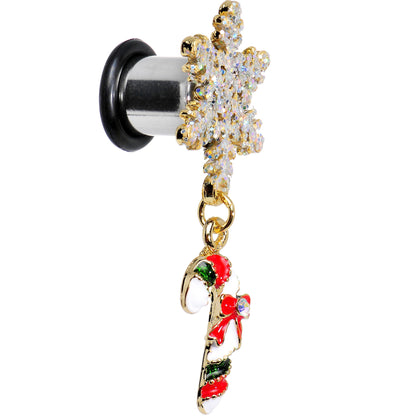 0G Snowflake and Candy Cane Christmas Single Flare Dangle Plug Set
