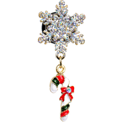 0G Snowflake and Candy Cane Christmas Single Flare Dangle Plug Set