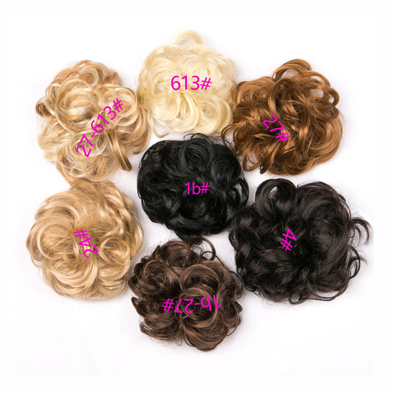 Fluffy Drawstring Curly Hair Bun Hair Set