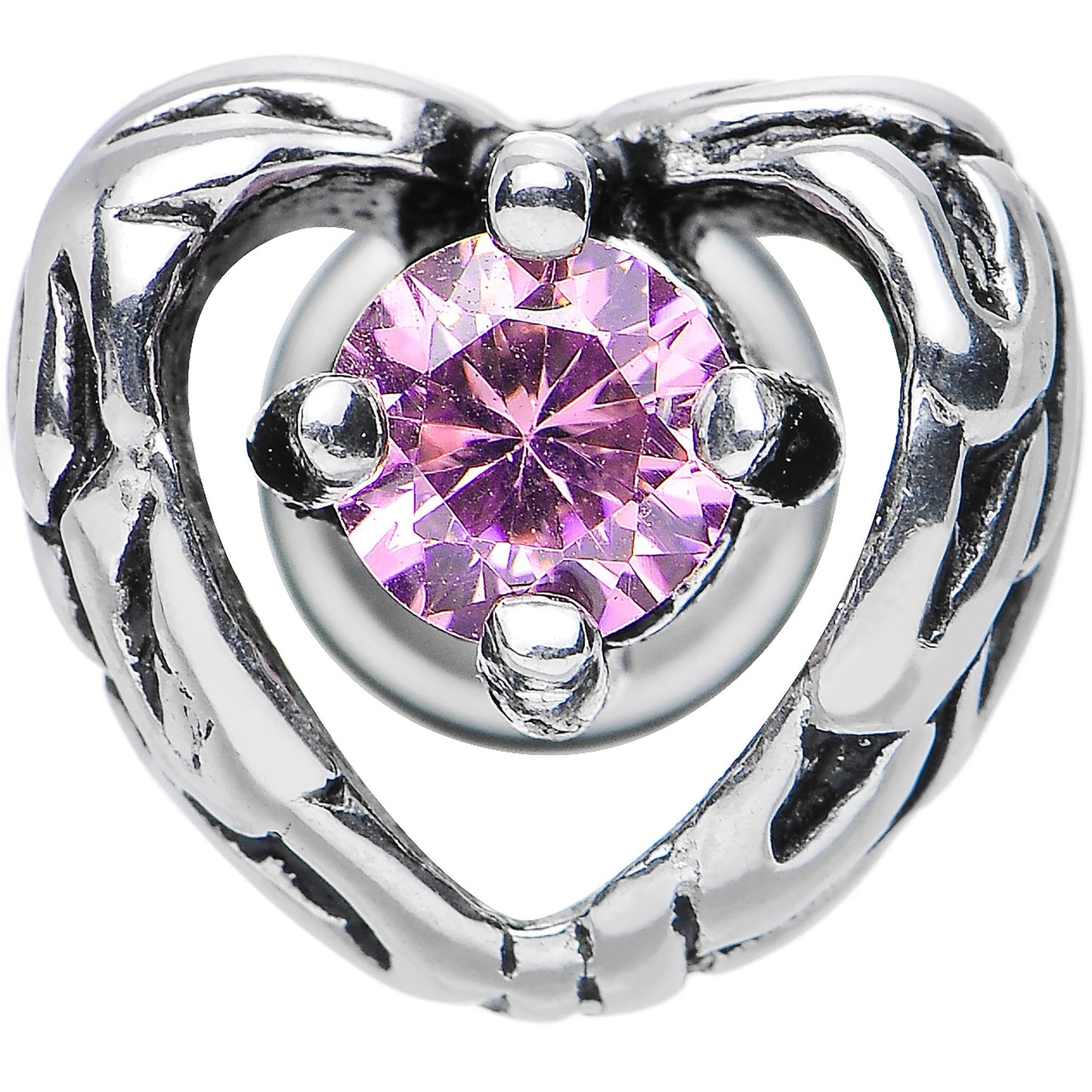 Pink Gem Stainless Steel Have a Heart Cheater Plug