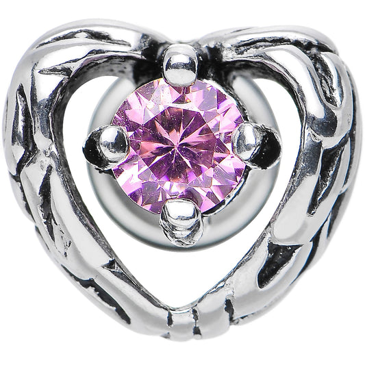 Pink Gem Stainless Steel Have a Heart Cheater Plug