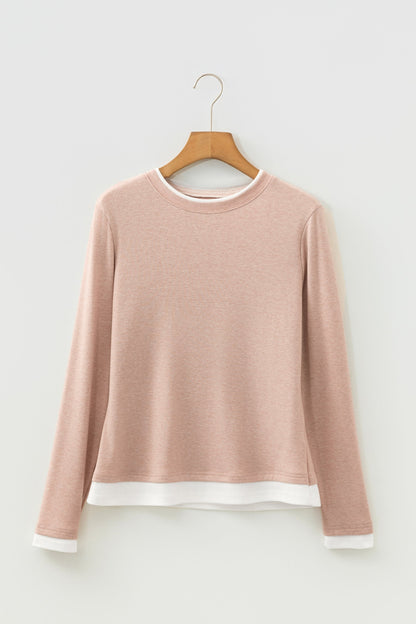 False Two-Piece Patchwork Long Sleeve Top