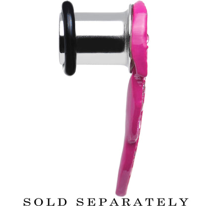 0G Pink Gem Brilliant Angel Wing Single Flare Steel Plug