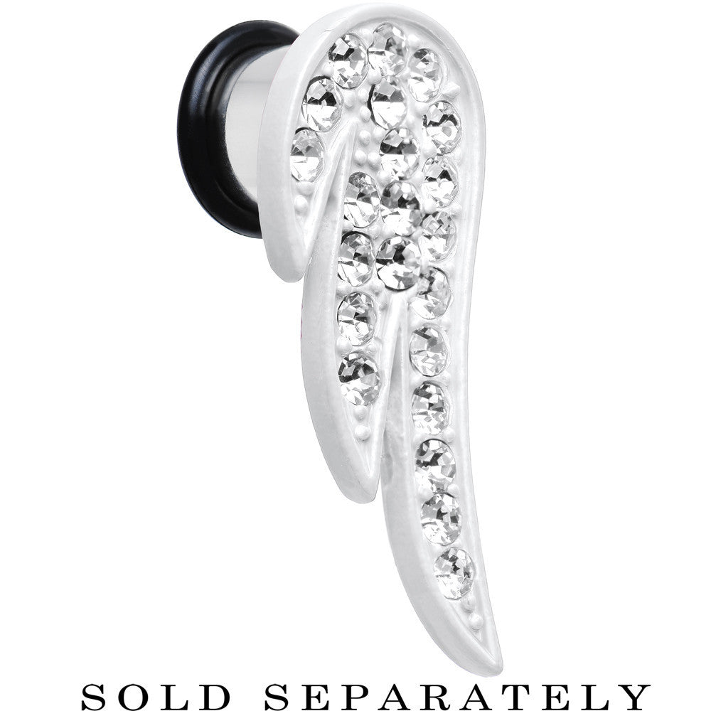 00G Clear Gem Brilliant Angel Wing Single Flare Steel Plug