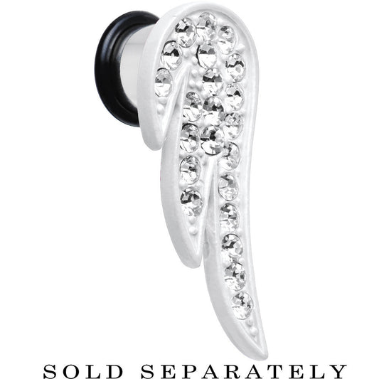 00G Clear Gem Brilliant Angel Wing Single Flare Steel Plug