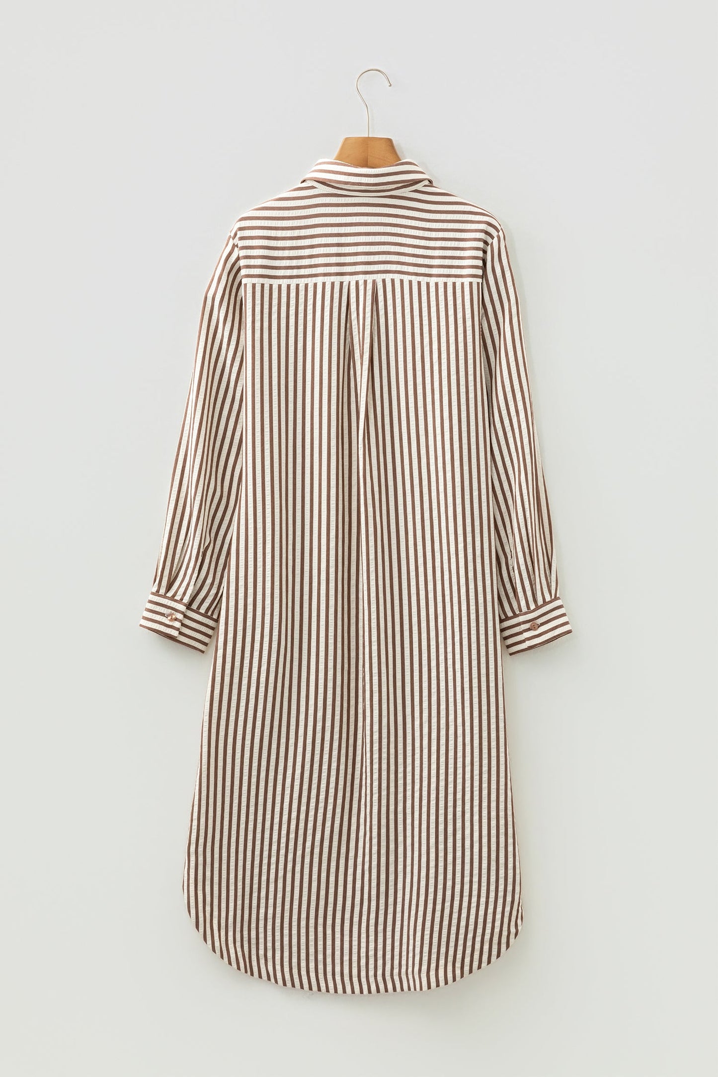 Textured Stripe 3/4 Sleeve Split Midi Dress